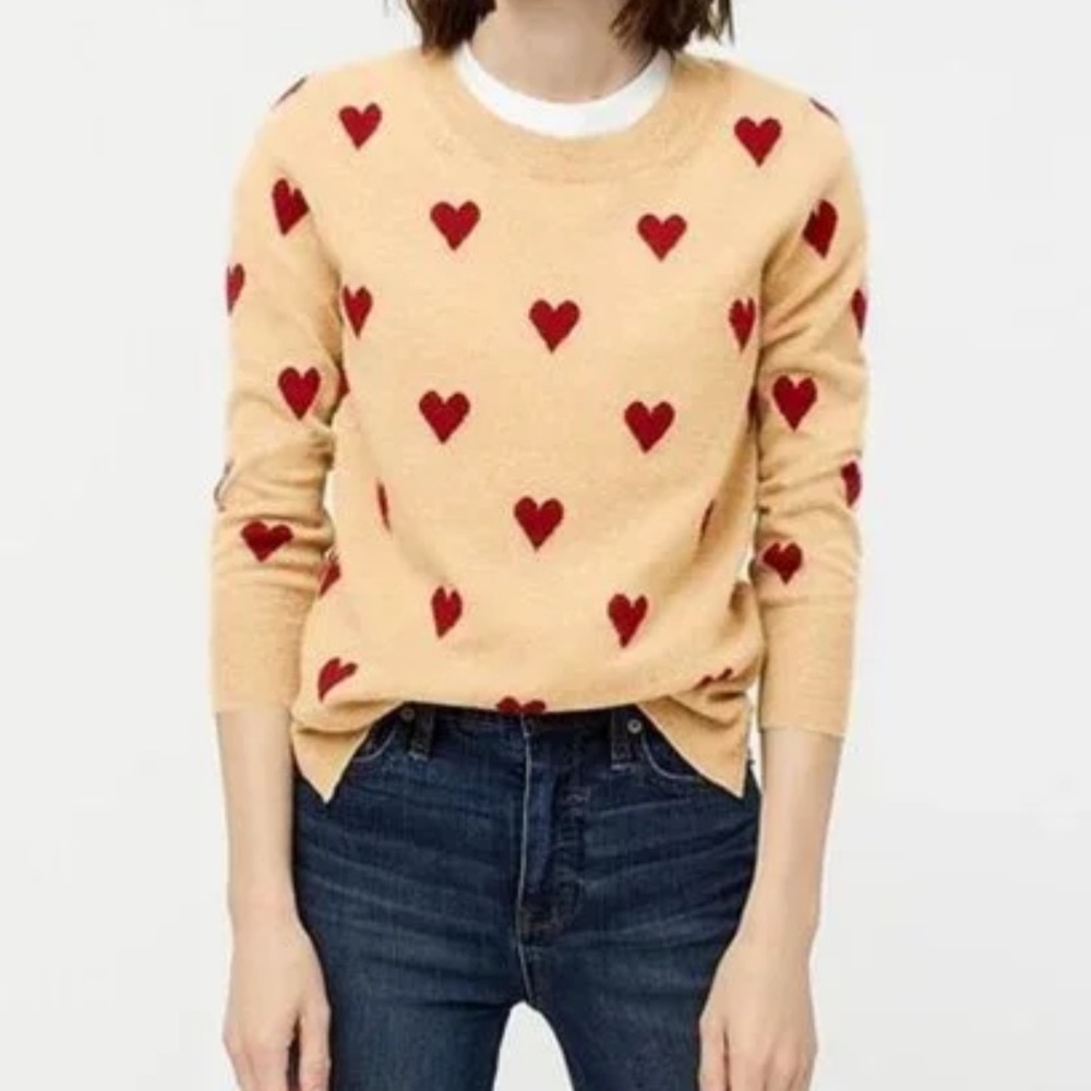 ❤️ Super cute JCrew 100% cashmere heart sweater ❤️ crewneck sz small